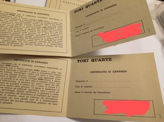 Garanzie vintage Toki