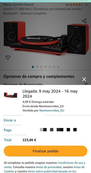 Géminis TT-900 Rojo |  Tocadiscos con Sistema de S