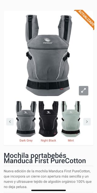 Mochila ergonómica portabebés Manduca gris