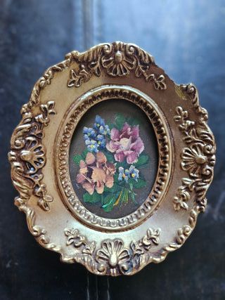 Cuadro pequeño oleo pintado a mano enmarcado