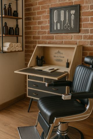 Escritorio bureau vintage madera y negro con cajon