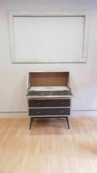 Escritorio bureau vintage madera y negro con cajon