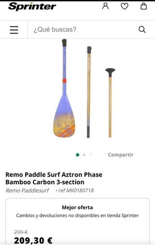 Remo paddle surf Aztron Bamboo CarbonoFUNDA GRATIS