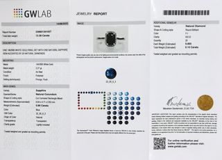 Anillo de diseño de diamantes y zafiro 0.90