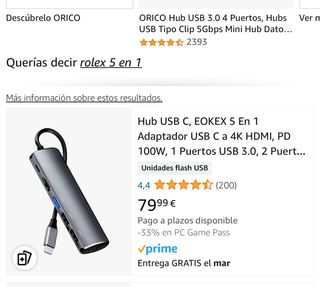 Hub USB tipo C 5 en 1 NUEVO (EOKEX)