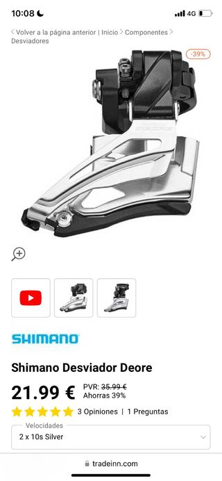 DESVIADOR DOBLE PLATO SHIMANO DEORE