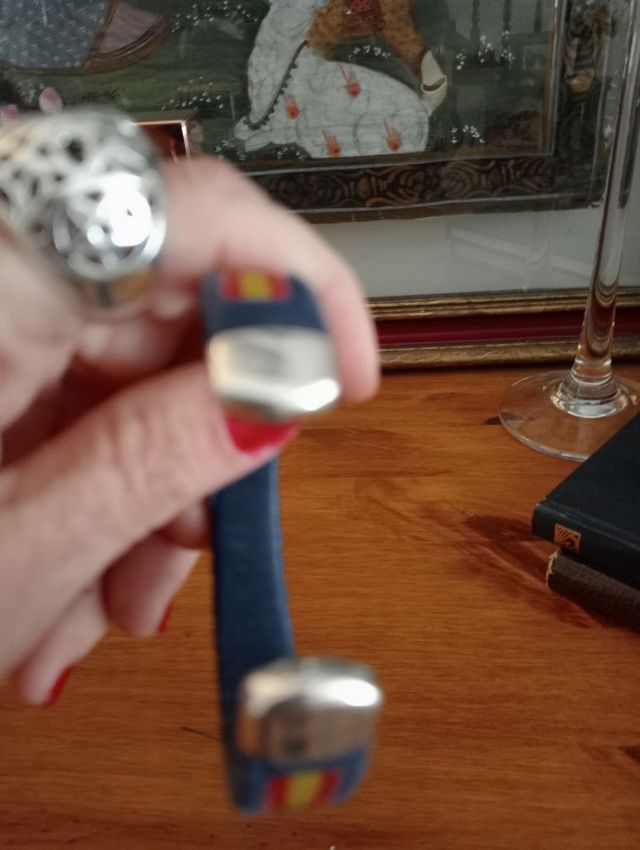 Pulsera rígida bordes plata