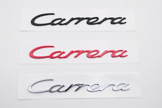 EMBLEMA LETRAS PORSCHE CARRERA ROJAS NEGRAS PLATA