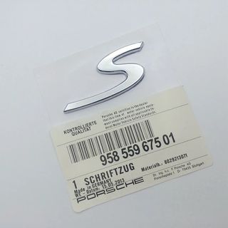 EMBLEMA LETRA S PORSCHE ROJA PLATA NEGRA