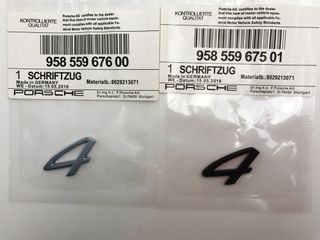 EMBLEMA LETRA 4 PORSCHE NEGRA O PLATA