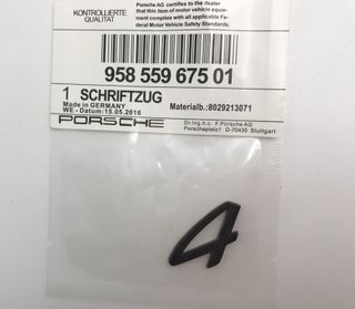 EMBLEMA LETRA 4 PORSCHE NEGRA O PLATA