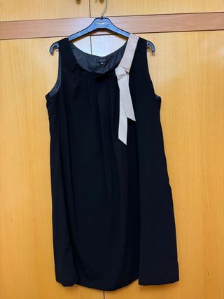 Vestido fiesta negro y crudo