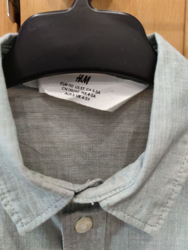Camisa niño verde clarita 5 años(110cm)H&M