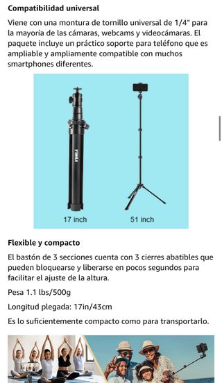 Trípode y palo selfie para móvil