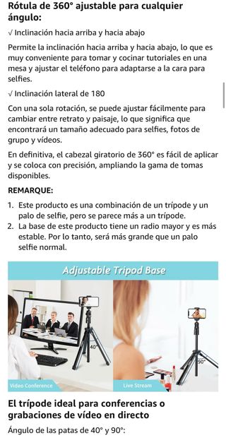 Trípode y palo selfie para móvil