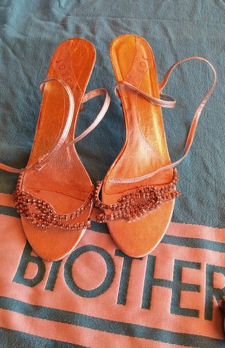 Sandalias de tacón en plata y strass