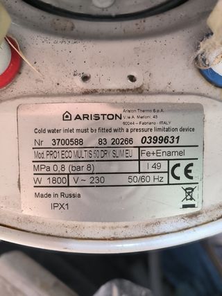 placa para termo eléctrico Aristón