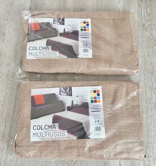 Colcha plaid multiusos 180x260cm beige Algodón