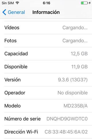 iPhone 4s negro 9.3.6