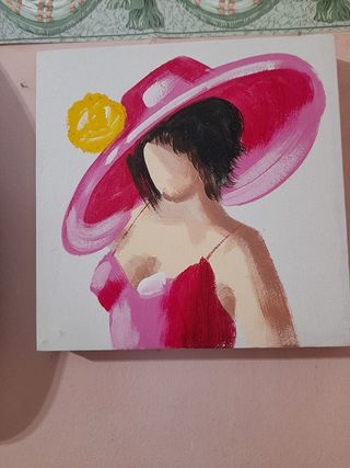 Nuovo Quadro su Tela di donna con cappello