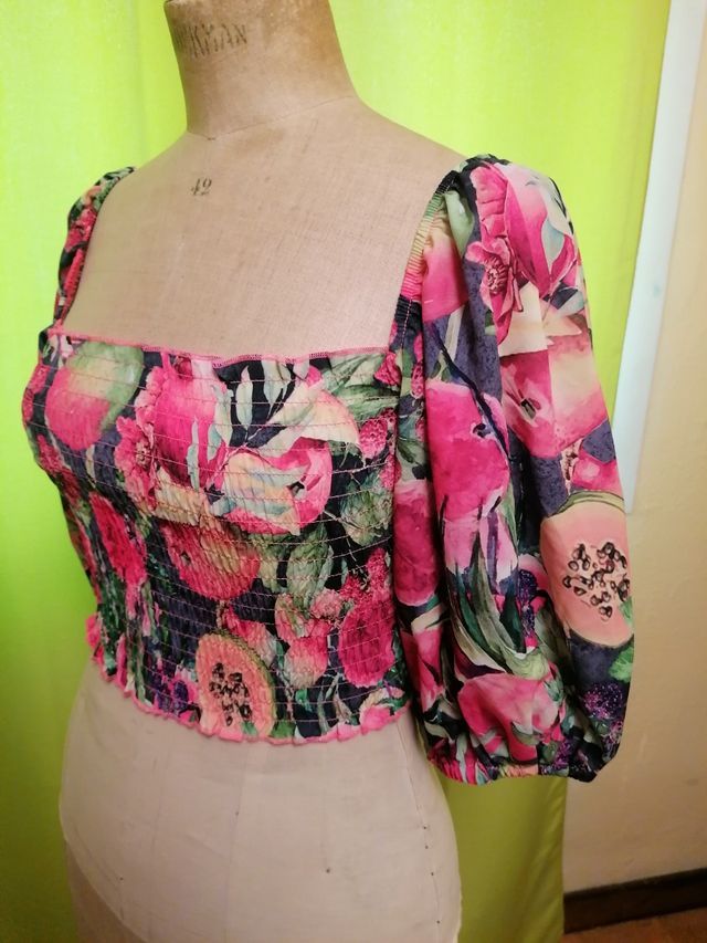 Top flores manga farol, t. M,