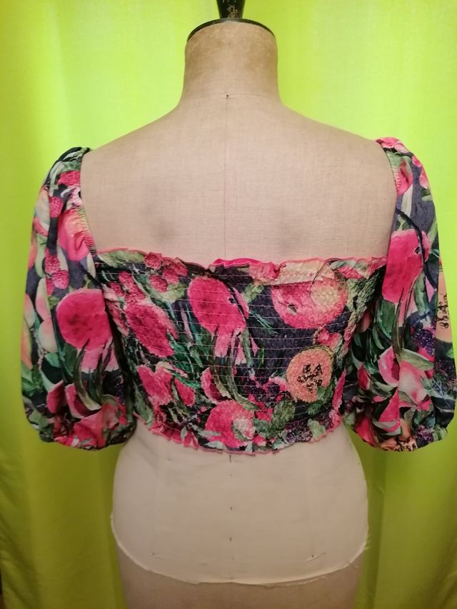 Top flores manga farol, t. M,