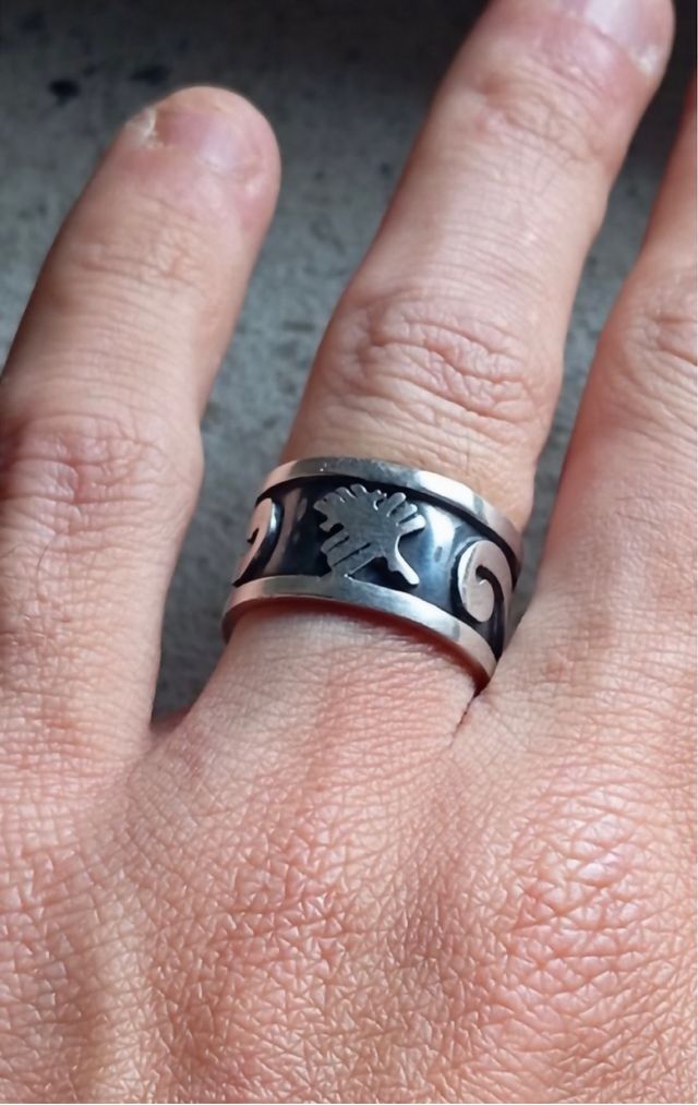 Anillo ajustable de plata950 líneas de Nazca