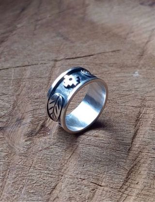 Anillo plata950 artesanal diseño andino