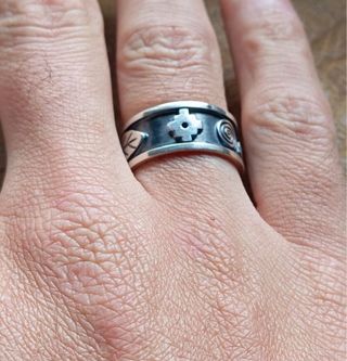 Anillo plata950 artesanal diseño andino