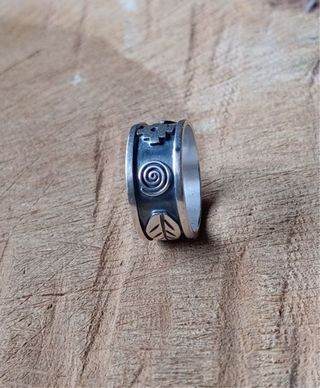 Anillo plata950 artesanal diseño andino
