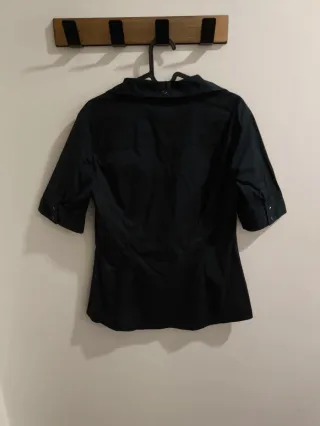 Camisa azul marino de manga corta - Mango