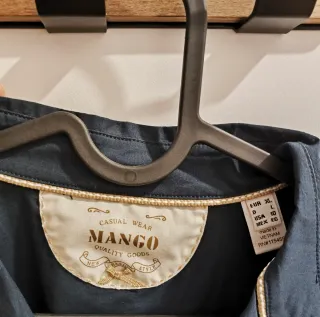 Camisa azul marino de manga corta - Mango
