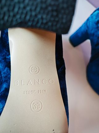 Botín azul terciopelo BLANCO talla 39.