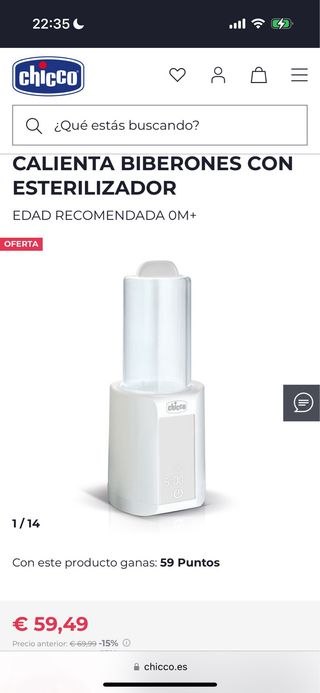 Calienta biberones y esterilizador Chicco