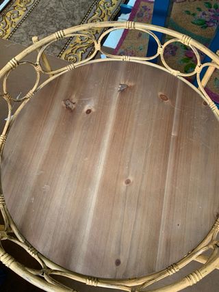 Tavolino vassoio in ferro e legno