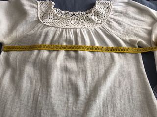 Romántica blusa, cuello ganchillo, talla L/XL