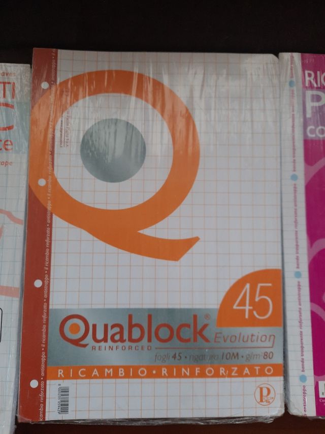 3 Ricambi carta A4 anelli scuola primaria