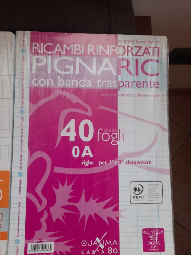 3 Ricambi carta A4 anelli scuola primaria