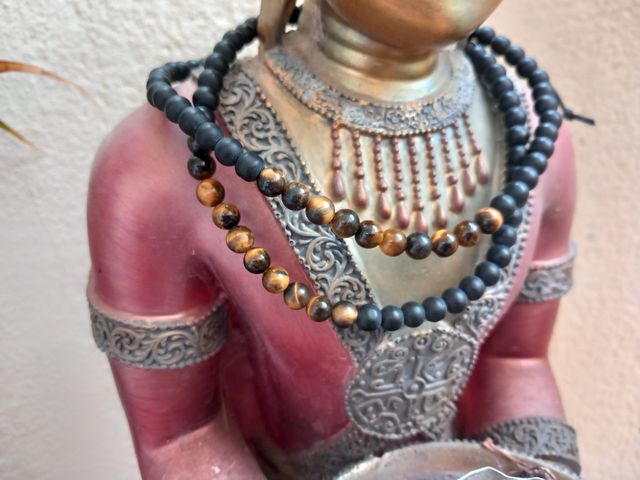 Collar malaquita y onix unisex de 6 mm