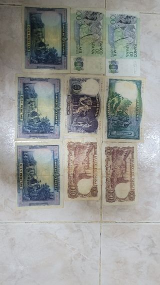 LOTE DE NUEVE BILLETES ESPAÑOLES