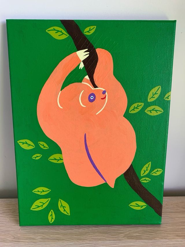 Pintura em tela acrílica preguiçosa