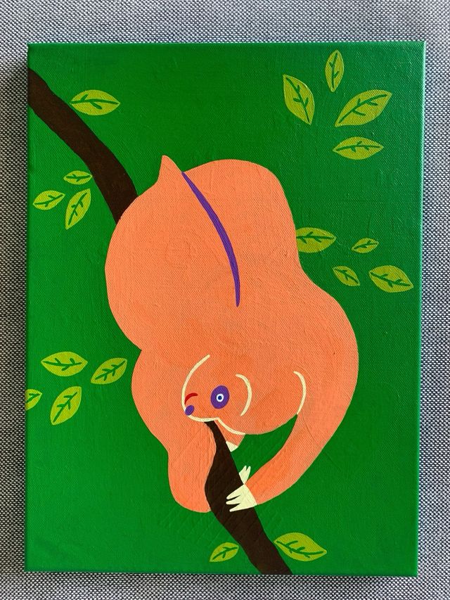 Pintura em tela acrílica preguiçosa