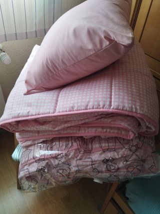 Colchas edredón cuadros  rosa