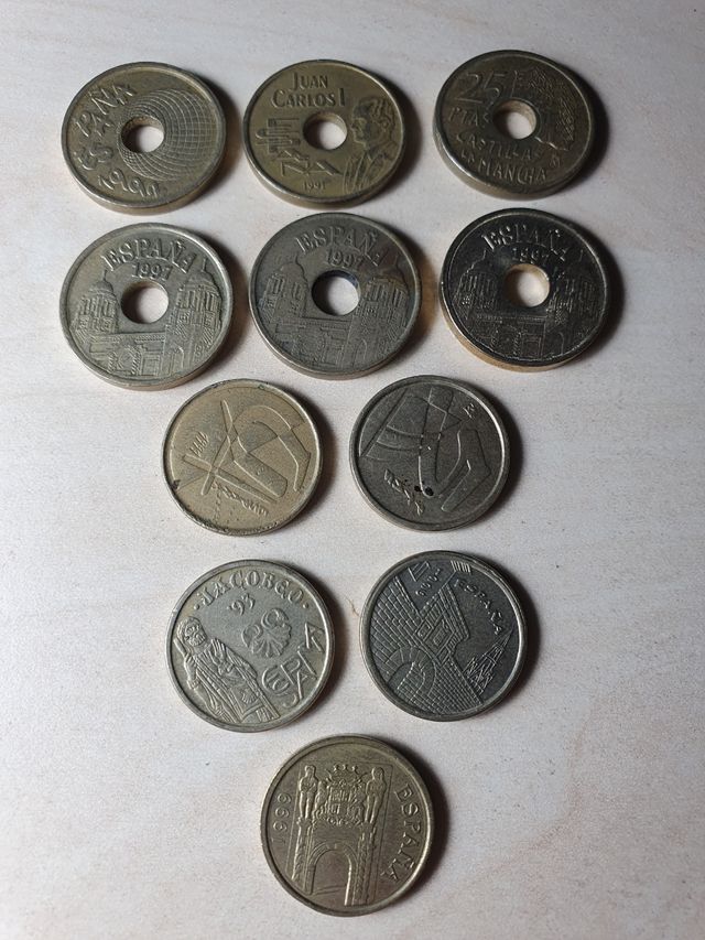Lote 11 monedas 25 y 5 pesetas