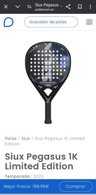 Pala de pádel siux Pegasus 1k