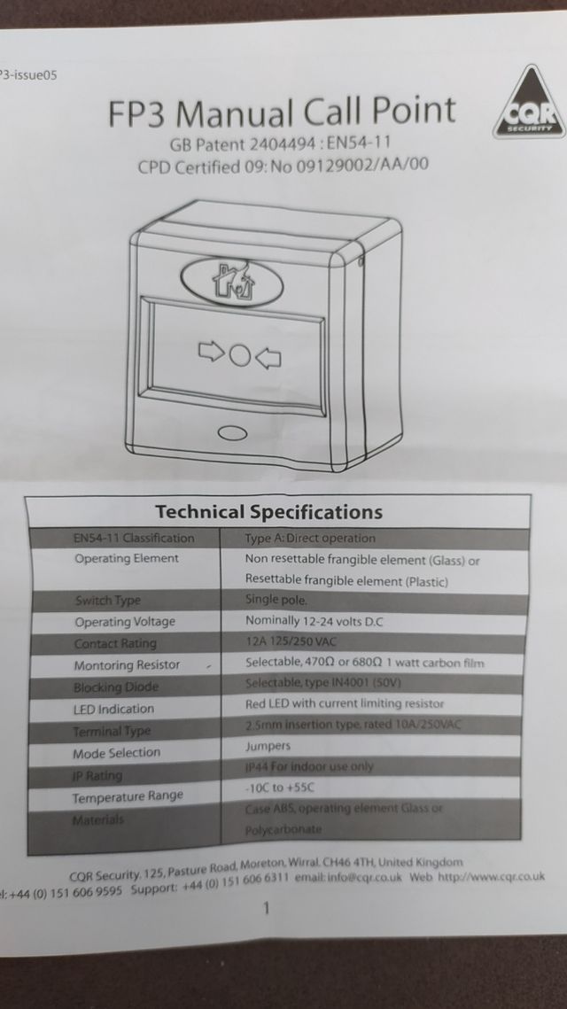 Pulsador manual llamada de Emergenci