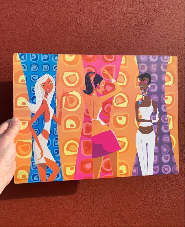 Bandeja tabla cuadro corcho pintado grafiti