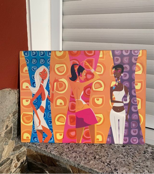 Bandeja tabla cuadro corcho pintado grafiti