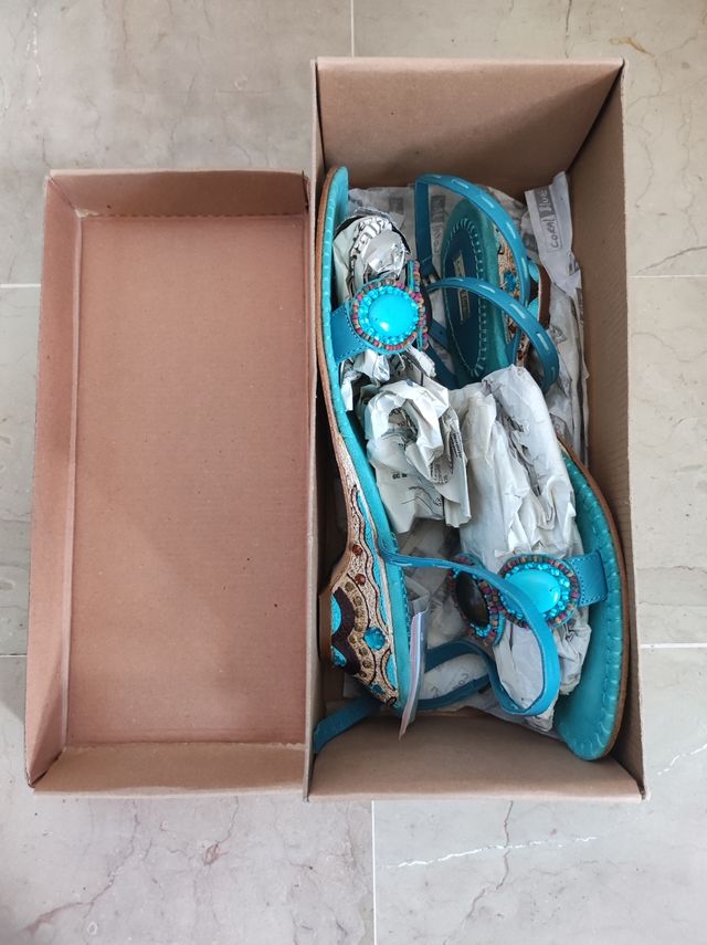 Sandalo con perline Coral Blue