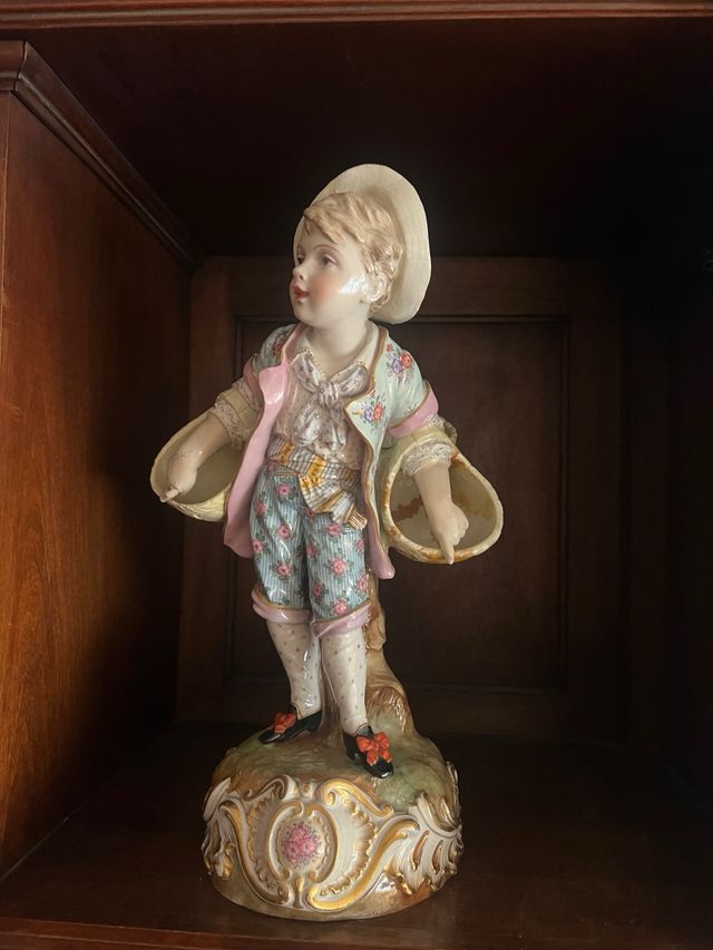 NIÑOS pareja de figuras en loza